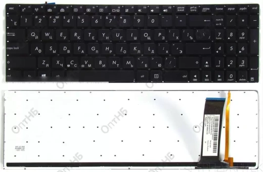 Клавиатура для ноутбука Asus N56DP, N56DY, N56VB, N76vz, N56VJ, N56VM, N56VZ, N76VB, Q550, Q550L, Q550LF, N550, N750 черная, без рамки, с подсветкой
