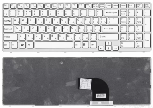 Клавиатура для ноутбука Sony Vaio SVE1511 белая, с рамкой
