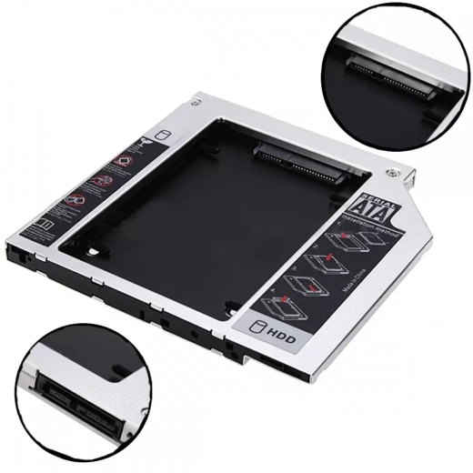 Переходник дополнительного HDD кредл в отсек CD/DVD SATA 12.7 mm