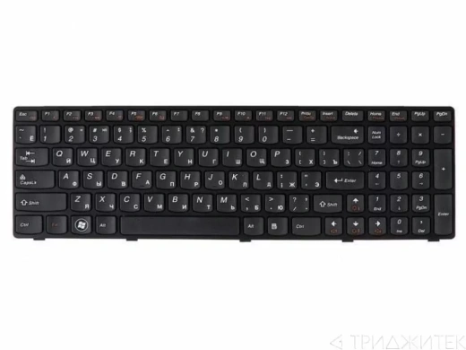 Клавиатура для ноутбука Lenovo IdeaPad Z560, Z560A, Z565A, G570, G570A, G570AH, G570G, G570GL, G575, G575A, G575G, G770, G780, черная с рамкой, горизонтальный Enter