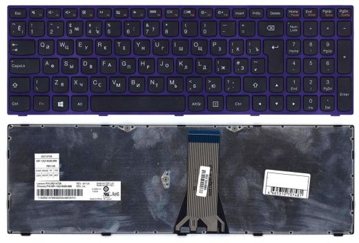 Клавиатура для ноутбука Lenovo IdeaPad G50-70, G50-30 черная с фиолетовой рамкой