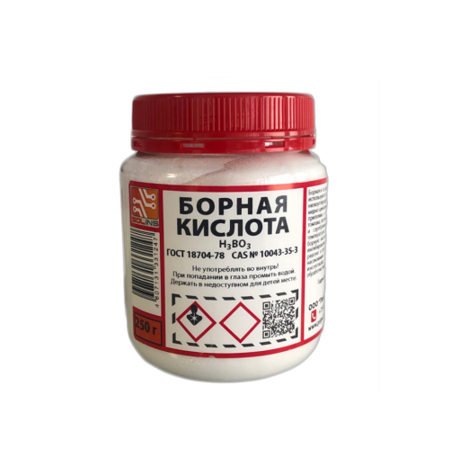 Борная кислота техническая, банка ПЭТ 0.25 кг.