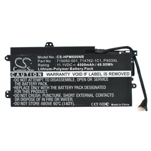 Аккумулятор CameronSino CS-HPM600NB для ноутбука HP Envy 14, Envy 14-k000, 11.1В, 4500 мАч, 49.95 Вт, Li-Polymer, черный