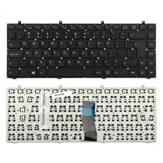 Клавиатура для ноутбука DNS Clevo W230, W230SD, W230SS, W230ST Series. Г-образный Enter. Черная, без рамки