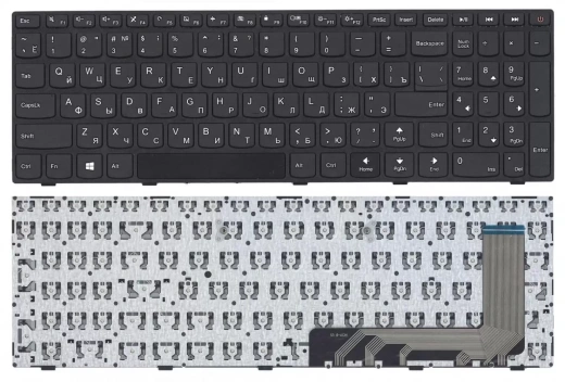 Клавиатура для ноутбука Lenovo IdeaPad 110-15ISK, 110-17ACL черная с рамкой