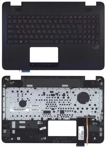 Клавиатура для ноутбука Asus G771, N551 черная топ- панель, красной подсветкой