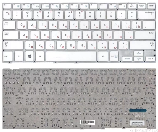Клавиатура для ноутбука Samsung NP915S3 белая, без рамки