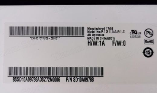 B101UAN01.C 1920 × 1200 IPS 50% NTSC eDP 30 контактов 400 кд/м² коэффициент яркости 800:1 10,1 