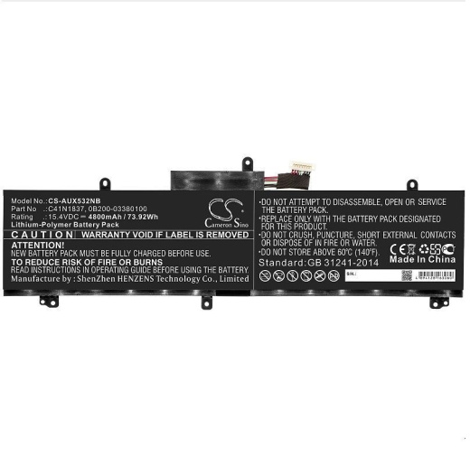 Аккумулятор CameronSino CS-AUX532NB для ноутбука Asus GU502DU, GU502GU, GU502GV, 15.4В, 4800 мАч, 73.92 Вт, Li-Polymer, черный