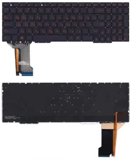 Клавиатура для ноутбука Asus FX553VE чёрная с красной подсветкой