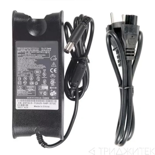 Блок питания ZeepDeep для ноутбука Dell Inspiron 510m, 630m, 6000, 6400, 8500, 8600, 9200, 9300, Latitude D400, D500, D600, D800, E6400, E6500, XPS M2010, M140, 19.5V, 4.62А, 90W, 7.4х5.0 с кабелем