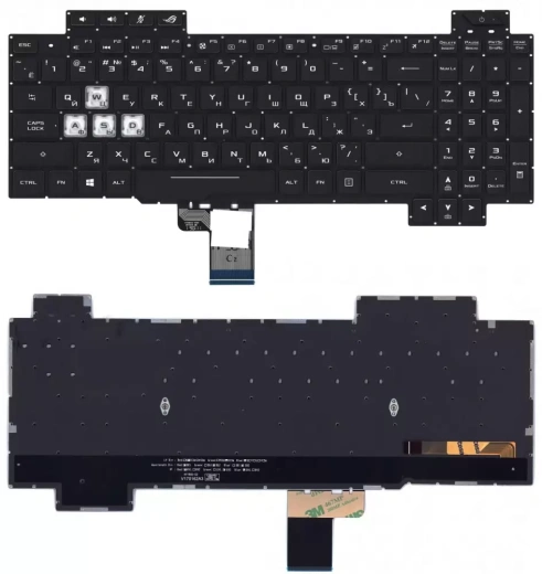 Клавиатура для ноутбука Asus ROG GL504 GL504GM GL504G GL504GS черная c белой подсветкой