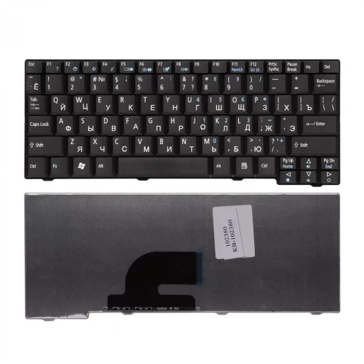 Клавиатура для ноутбука Acer Aspire One 531, A110, A150, D150, D210, ZG5 Series. Плоский Enter. Черная без рамки