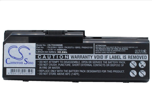 Аккумулятор CameronSino CS-TOX200NB для ноутбука Toshiba Equium P200, Equium P200-178, 10.8В, 4400 мАч, Li-ion, черный
