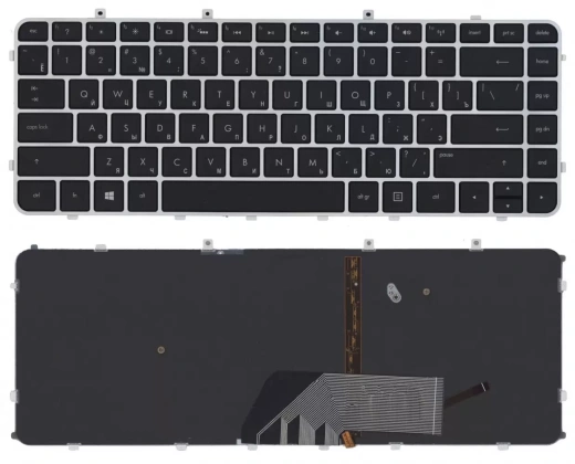 Клавиатура для ноутбука HP Envy 4-1000, Envy 6-1000, черная с серебристой рамкой и подсветкой