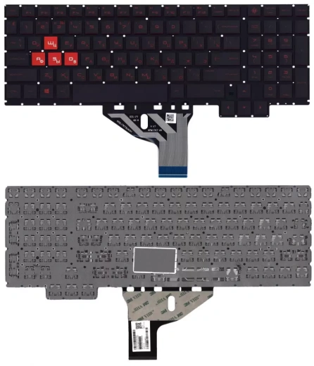 Клавиатура для ноутбука HP Omen 15-CE черная с красной подсветкой