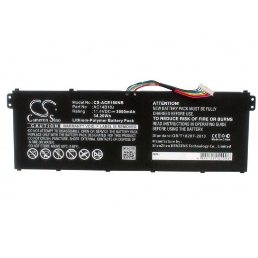 Аккумулятор CameronSino CS-ACE150NB для ноутбука Gateway B116-M, B116-MP, NE513, 11.4В, 3000 мАч, 34.2 Вт, Li-Polymer, черный