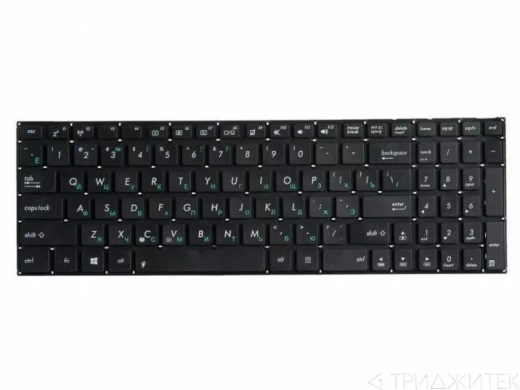 Клавиатура для ноутбука Asus K56, K56C, K56CA, K56CB, K56CM, K55XI V2, X550V, K550D, X550L, S56, S56C, S56A, S56CM, черная без рамки, контакты вниз, горизонтальный Enter