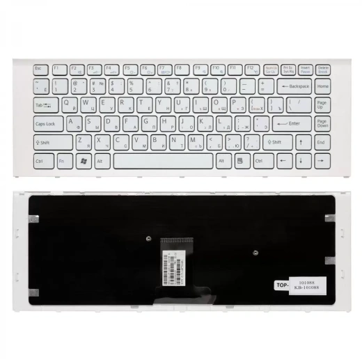Клавиатура для ноутбука Sony Vaio VPC-EA, VPCEA, VPCY2 Series, белая, с рамкой, плоский Enter