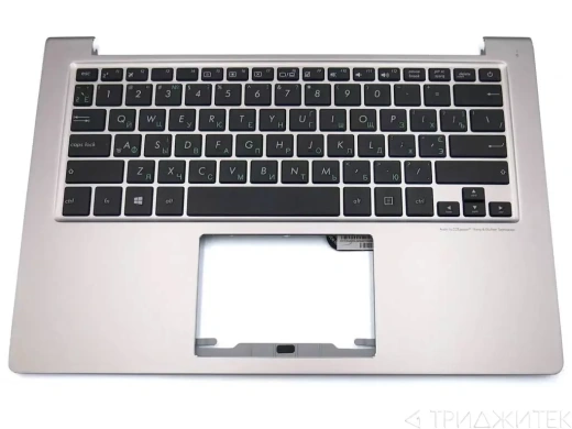Клавиатура для ноутбука Asus UX303L, UX303LA серебряная, верхняя панель в сборе