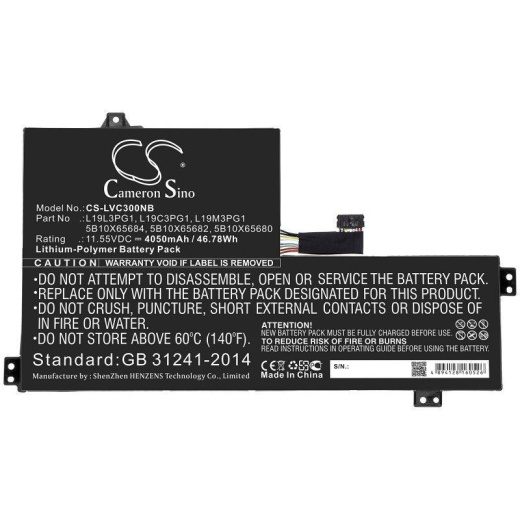 Аккумулятор CameronSino CS-LVC300NB для ноутбука Lenovo 100e 2nd Gen 81M8002QAU, 11.55В, 4050 мАч, 46.78 Вт, Li-Polymer, черный