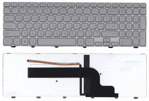 Клавиатура для ноутбука Dell Inspiron 15-7000, 7537 silver c подсветкой