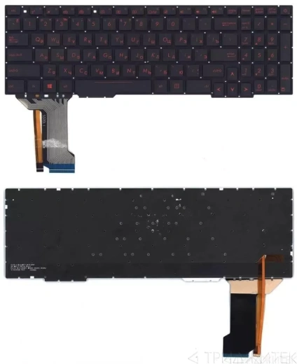 Клавиатура для ноутбука Asus FX553VE, FX753VD, FX753VE черная с красной подсветкой