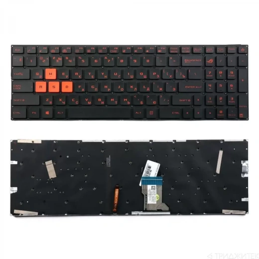 Клавиатура для ноутбука Asus FX502, FX502V, FX502VM, FX502VD черная, красная подвсветка