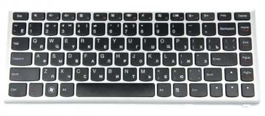 Клавиатура для Lenovo IdeaPad U410, RU, Silver frame/Black key