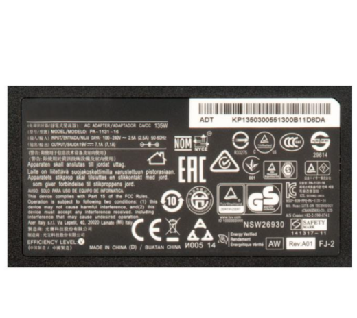 Блок питания для ноутбука Acer 19V 7.1A, 135W, 5.5x1.7