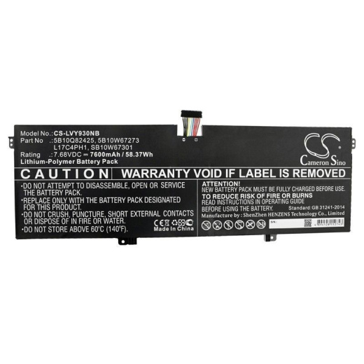 Аккумулятор CameronSino CS-LVY930NB для ноутбука Lenovo YOGA 7 Pro, 7.68В, 7600 мАч, 58.37 Вт, Li-Polymer, черный
