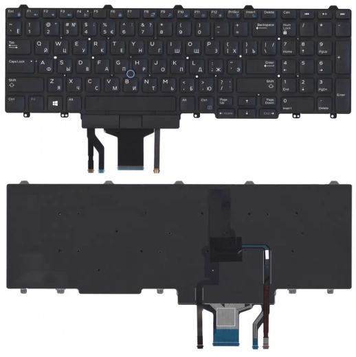 Клавиатура для ноутбука Dell Latitude E5550 E5570 черная без рамки с подсветкой (гор. Enter)