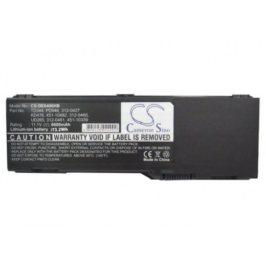 Аккумулятор CameronSino CS-DE6400HB для ноутбука Dell Inspiron 1501, 11.1В, 6600 мАч, Li-ion, черный