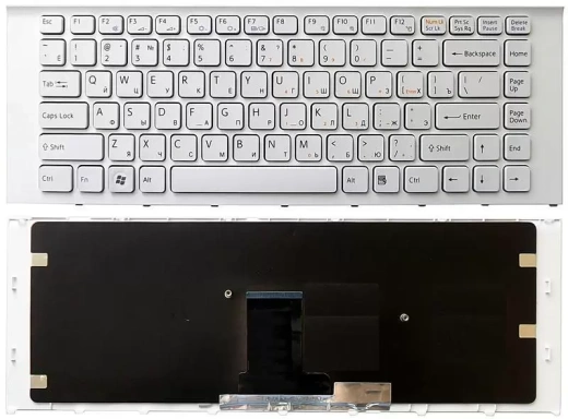 Клавиатура для ноутбука Sony Vaio VPC-EA, белая c белой рамкой