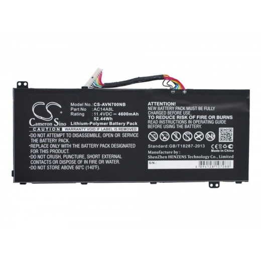 Аккумулятор CameronSino CS-AVN700NB для ноутбука Acer Aspire VN7-591G-77FS, Aspire Nitro VN7-571, 11.4В, 4600 мАч, 52.44 Вт, Li-Polymer, черный