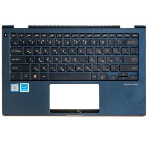 Клавиатура для ноутбука Asus UX362FA,UX362FL с топкейсом, синяяя,с подсветкой,с разбора