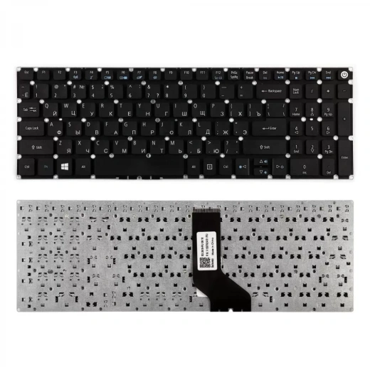 Клавиатура для ноутбука Acer Aspire Acer Aspire E5-522, E5-522G, E5-573, E5-573G AEZRT700010, чёрная, без рамки, плоский Enter