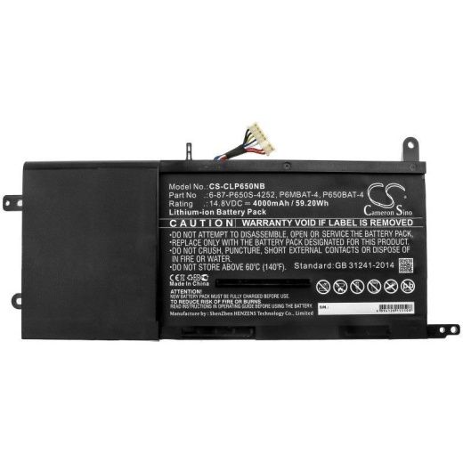 Аккумулятор CameronSino CS-CLP650NB для ноутбука Thunderobot ST Pro, ST Pro-P1, ST-Pro, ST-R3, 14.8В, 4000 мАч, 59.2 Вт, Li-ion, черный