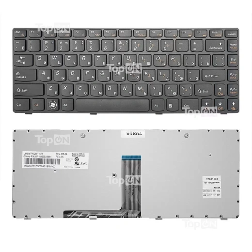 Клавиатура для ноутбука Lenovo B470, G470, V470, Z470 Gray Frame TOP-79815