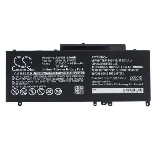 Аккумулятор CameronSino CS-DE1550NB для ноутбука Dell Latitude 14 5000, Latitude 14-E5470, 7.4В, 6850 мАч, 50.69 Вт, Li-Polymer, черный
