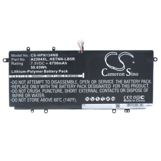 Аккумулятор CameronSino CS-HPN134NB для ноутбука HP Chromebook 14, 14 14-Q063CL, 7.5В, 6750 мАч, 50.63 Вт, Li-Polymer, черный