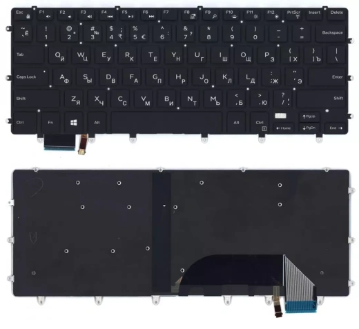 Клавиатура для ноутбука Dell XPS 13 9370 чёрная с подсветкой