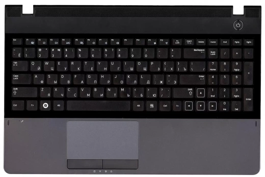 Клавиатура для ноутбука Samsung 300E5A 305E5A, черная топ-панель темно-серая