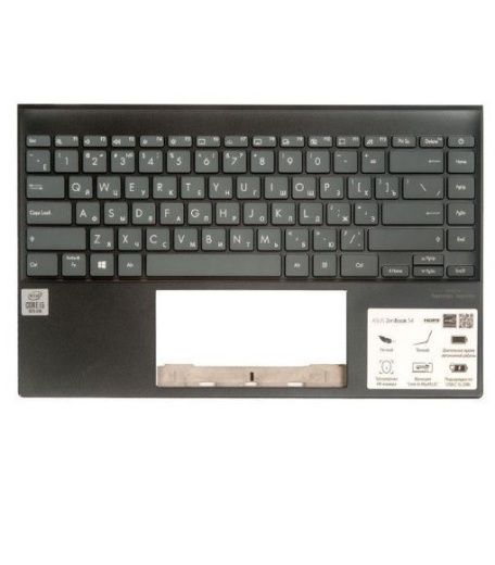 Клавиатура для ноутбука Asus UX425JA с топкейсом, серая с черными кнопками, с разбора, царапины