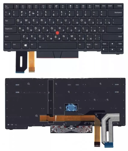 Клавиатура для ноутбука Lenovo ThinkPad E480 чёрная с подсветкой