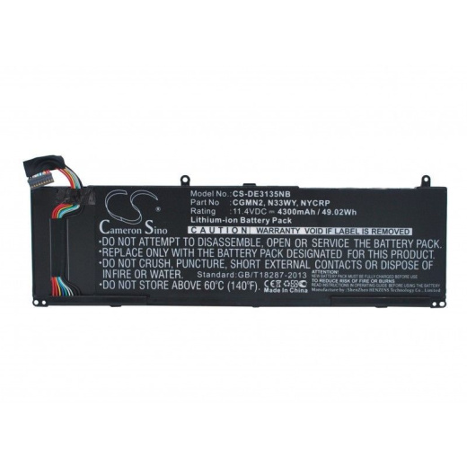 Аккумулятор CameronSino CS-DE3135NB для ноутбука Dell Inspiron 11 3000, Inspiron 11 3135, 11.4В, 4300 мАч, 49.02 Вт, Li-ion, черный