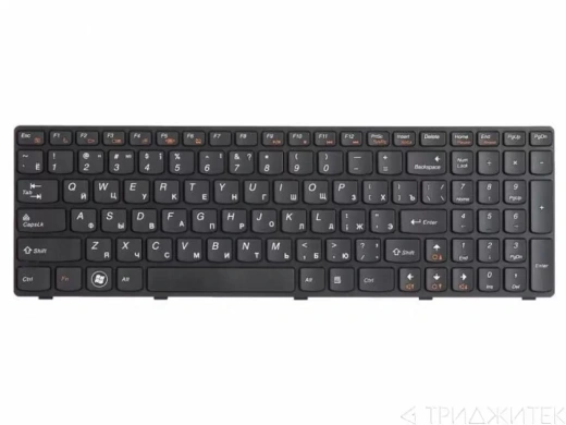 Клавиатура для ноутбука Lenovo IdeaPad G580, G585, Z580, Z580A, Z585, Z780, черная с рамкой, горизонтальный Enter