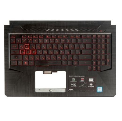 Клавиатура для ноутбука Asus ROG GL503V, GL503VD с топкейсом, черная, с красной подсветкой, с разбора, царапины, щербинки