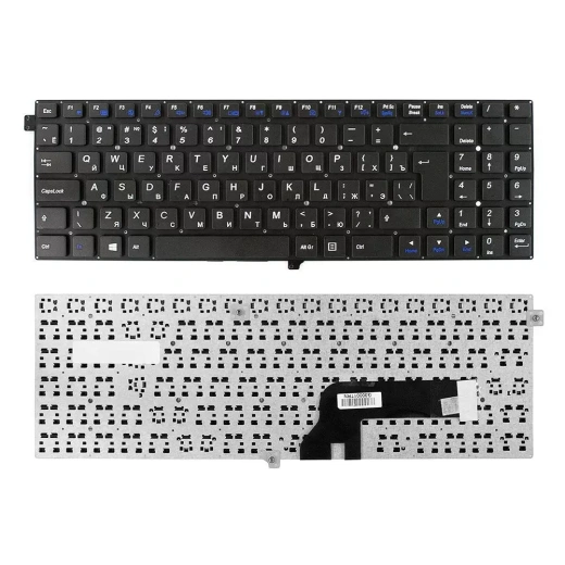Клавиатура для ноутбука DNS Clevo W5500, W550EU, W550EU1, W540SU1 Series. Г-образный Enter., черная, без рамки