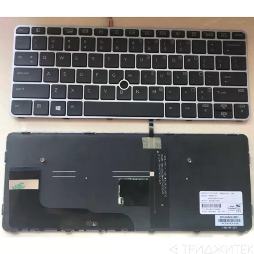 Клавиатура для ноутбука HP EliteBook 820 G3, 820 G4, 725 G3, 725 G4 черная, с рамкой, с подсветкой